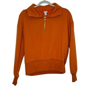 A New Day  M  Orange Half Zip Pullover Sweatshirt Cotton Blend Casual‎ Comfy Top